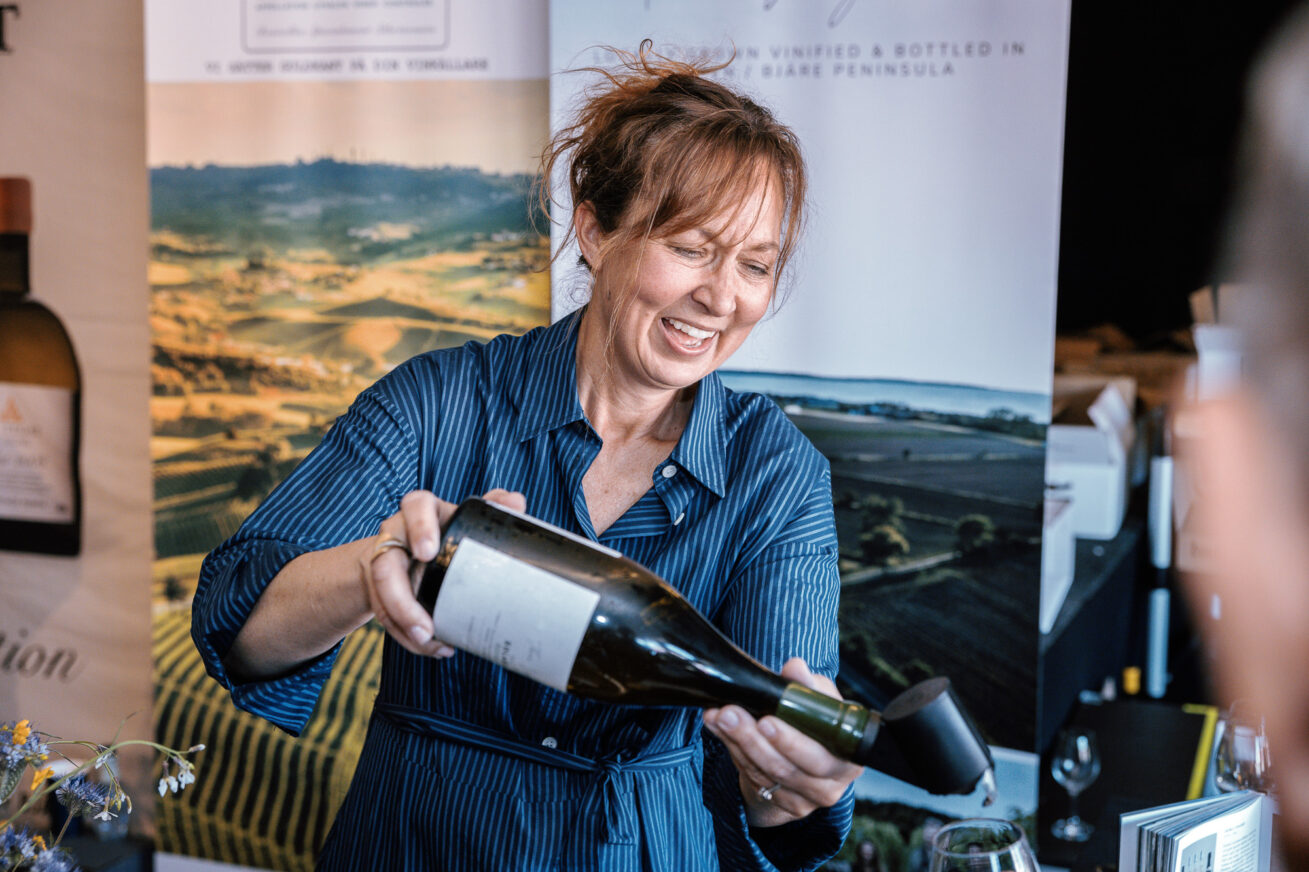Wine tasting at an outdoor wine festival